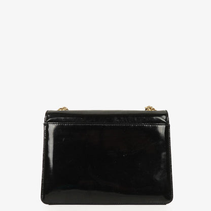 Chanel 2.55 Schultertasche aus schwarzem Lackleder mit Mademoiselle-Kette