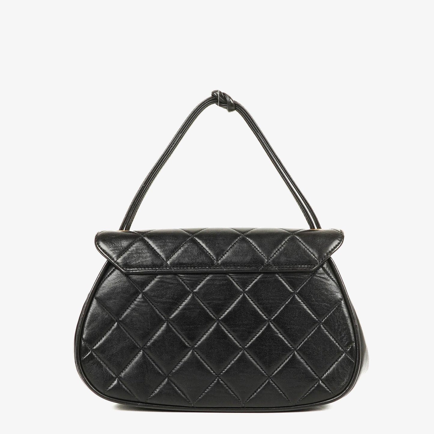 Chanel 2.55 Top-Handle Flap-Tasche aus schwarzem gestepptem Lammleder