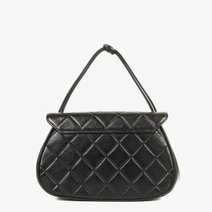 Chanel 2.55 Top-Handle Flap-Tasche aus schwarzem gestepptem Lammleder