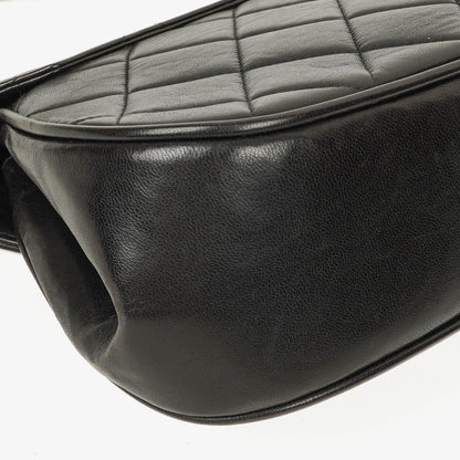 Chanel 2.55 Top-Handle Flap-Tasche aus schwarzem gestepptem Lammleder