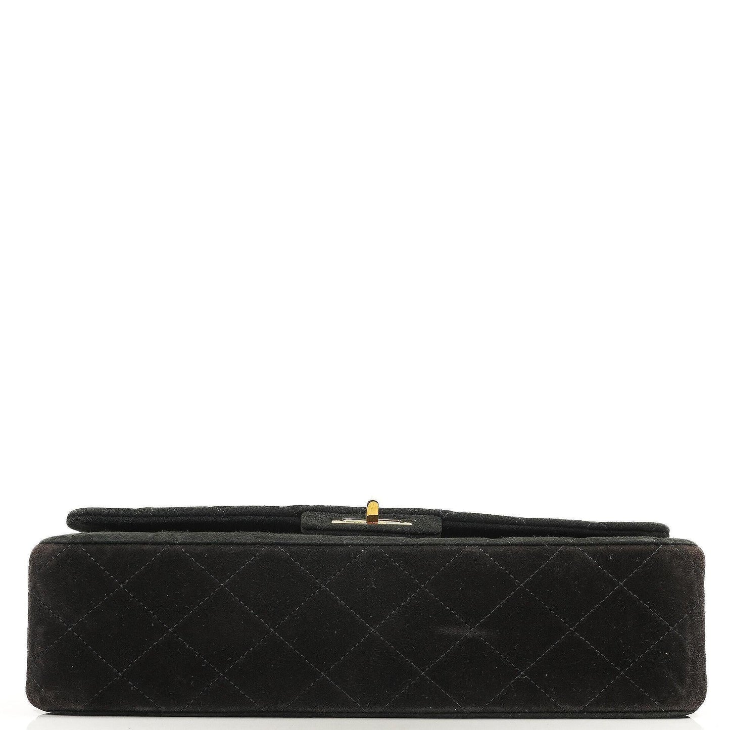 Chanel 2.55 Medium Classic Doppelklappentasche Schwarz Gepolstertes Wildleder Gold Hardware