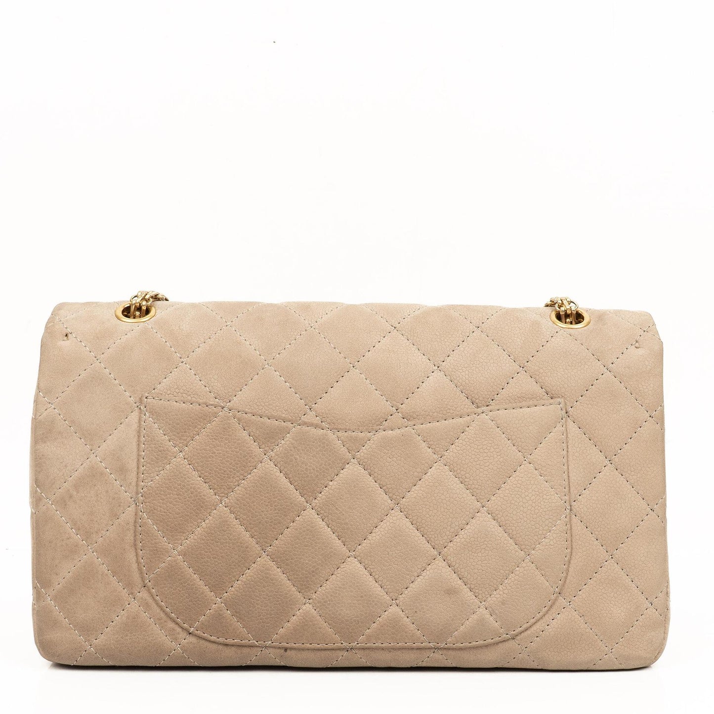 Chanel 2.55 Reissue 227 Jumbo Flap Bag aus beigem gestepptem Caviar mit goldfarbenen Beschlägen