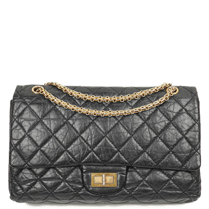 Chanel 2.55 Reissue Schwarz Gealtertes Kalbsleder Große Double Flap Tasche