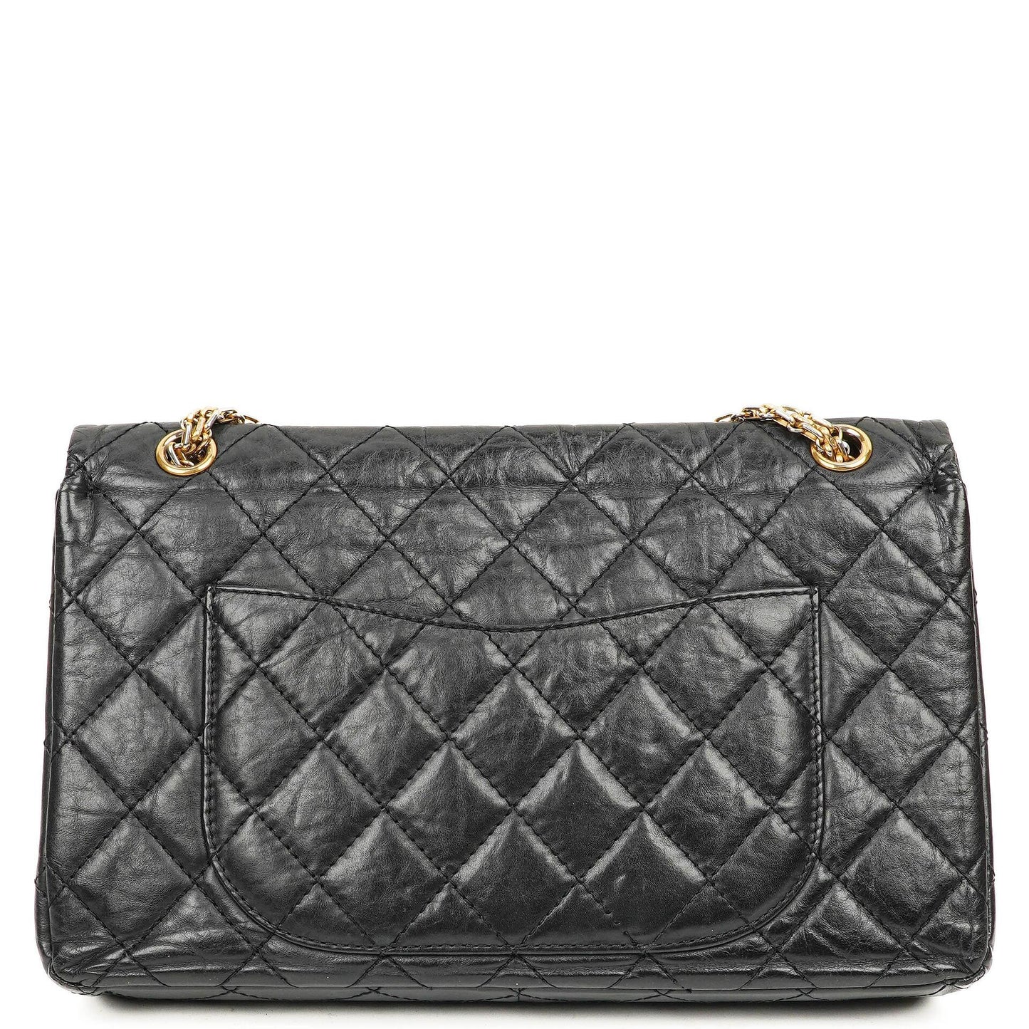 Chanel 2.55 Reissue Schwarz Gealtertes Kalbsleder Große Double Flap Tasche