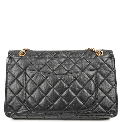 Chanel 2.55 Reissue Schwarz Gealtertes Kalbsleder Große Double Flap Tasche