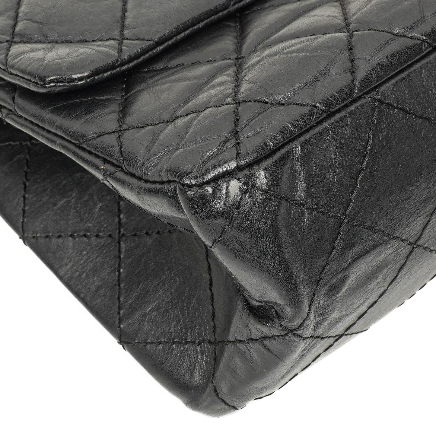 Chanel 2.55 Reissue Schwarz Gealtertes Kalbsleder Große Double Flap Tasche