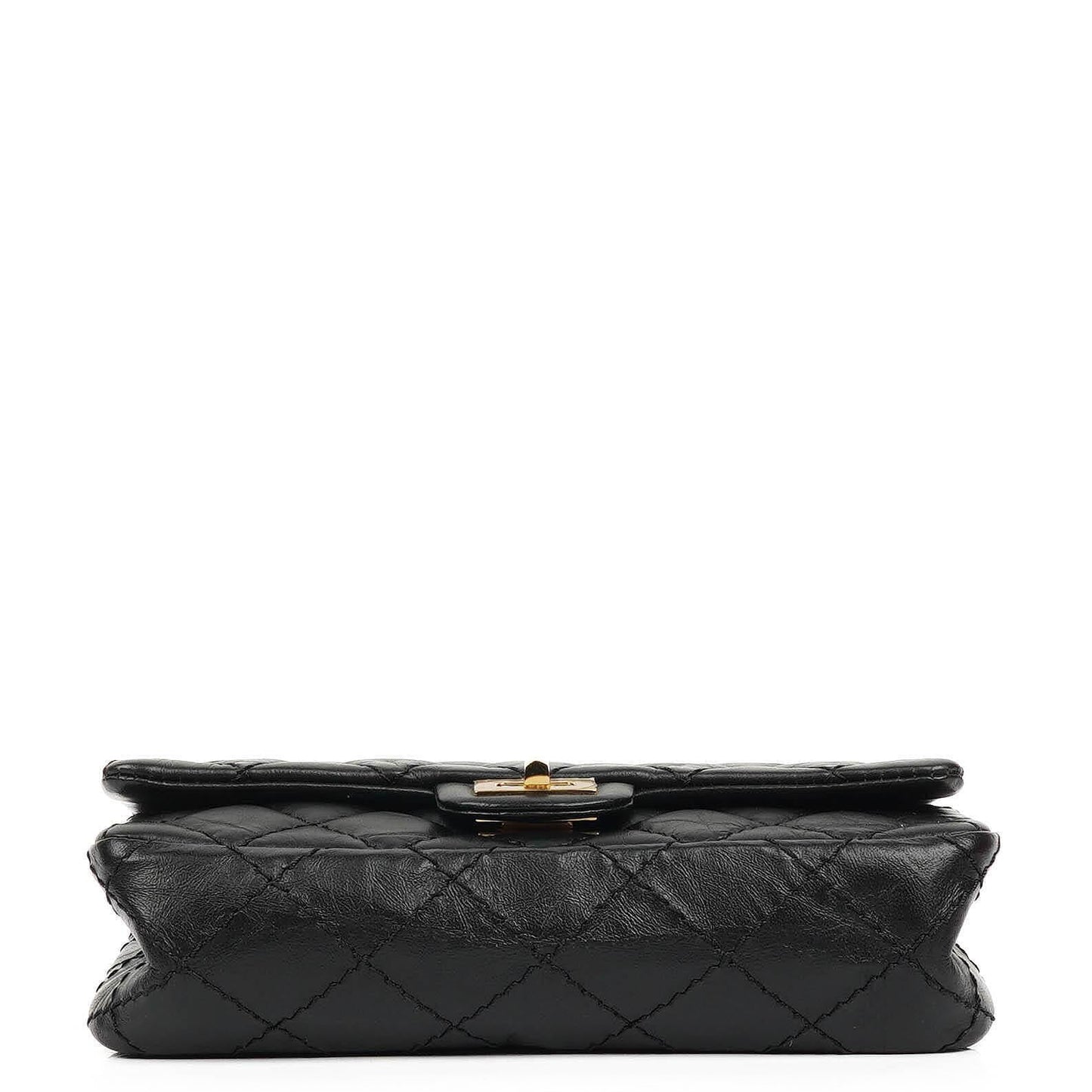 Chanel 2.55 Reissue Flap Belt Bag aus schwarzem gestepptem gealtertem Kalbsleder