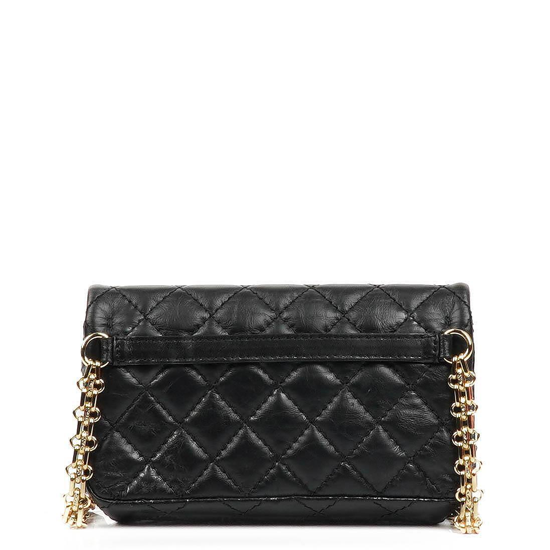 Chanel 2.55 Reissue Flap Belt Bag aus schwarzem gestepptem gealtertem Kalbsleder