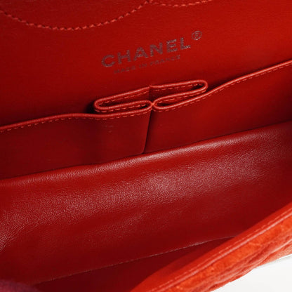 Chanel 2.55 Reissue Medium Double Flap Tasche aus rotem Wildleder und silbernem Leder