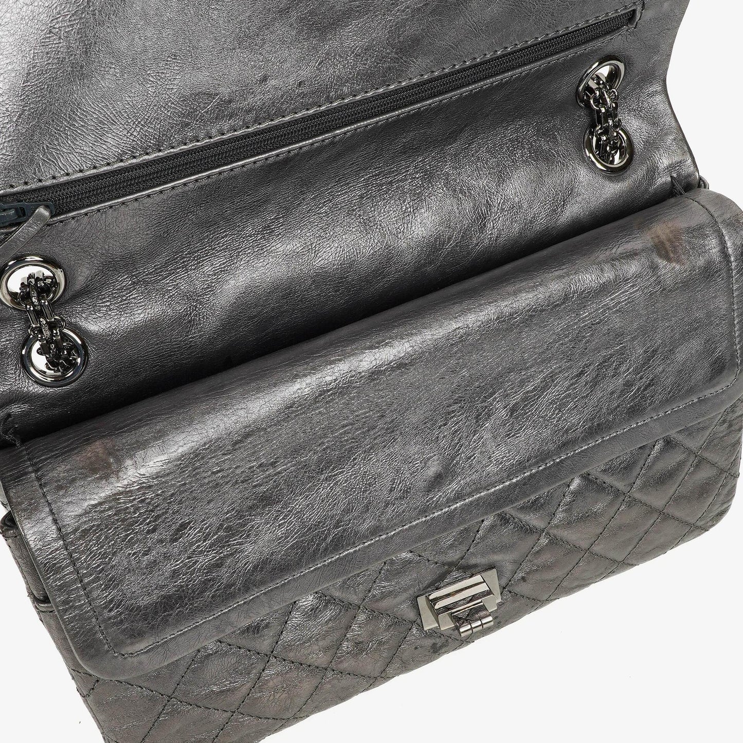 Chanel 2.55 Reissue 226 Flap Tasche aus metallisch grauem Kalbsleder