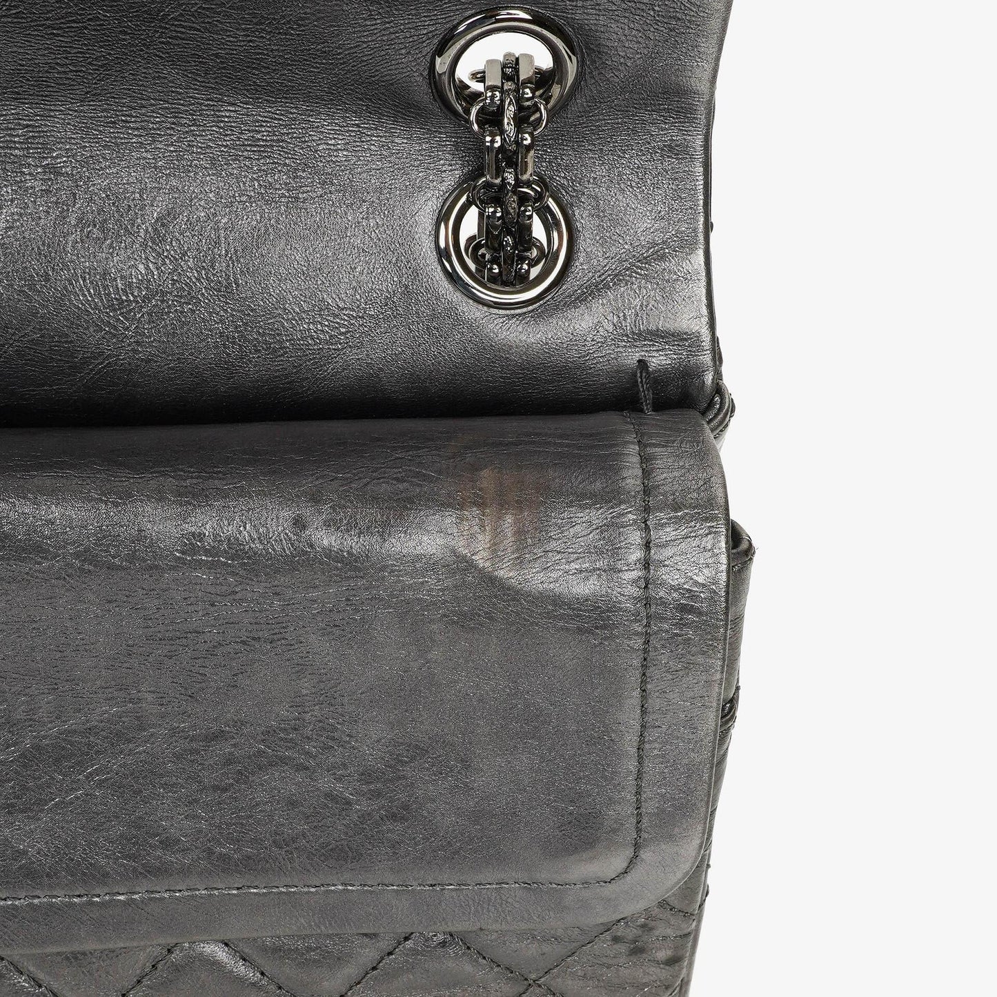 Chanel 2.55 Reissue 226 Flap Tasche aus metallisch grauem Kalbsleder