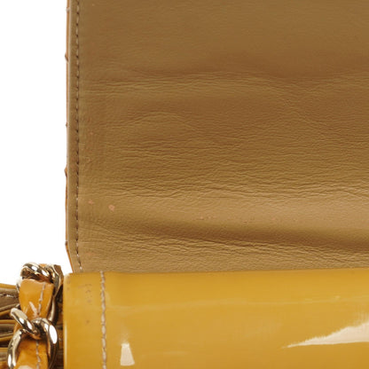 Chanel Akkordeon Doppelklappentasche Gelb Gepolstertes Lackleder Mit 24K Champagner vergoldeter Hardware