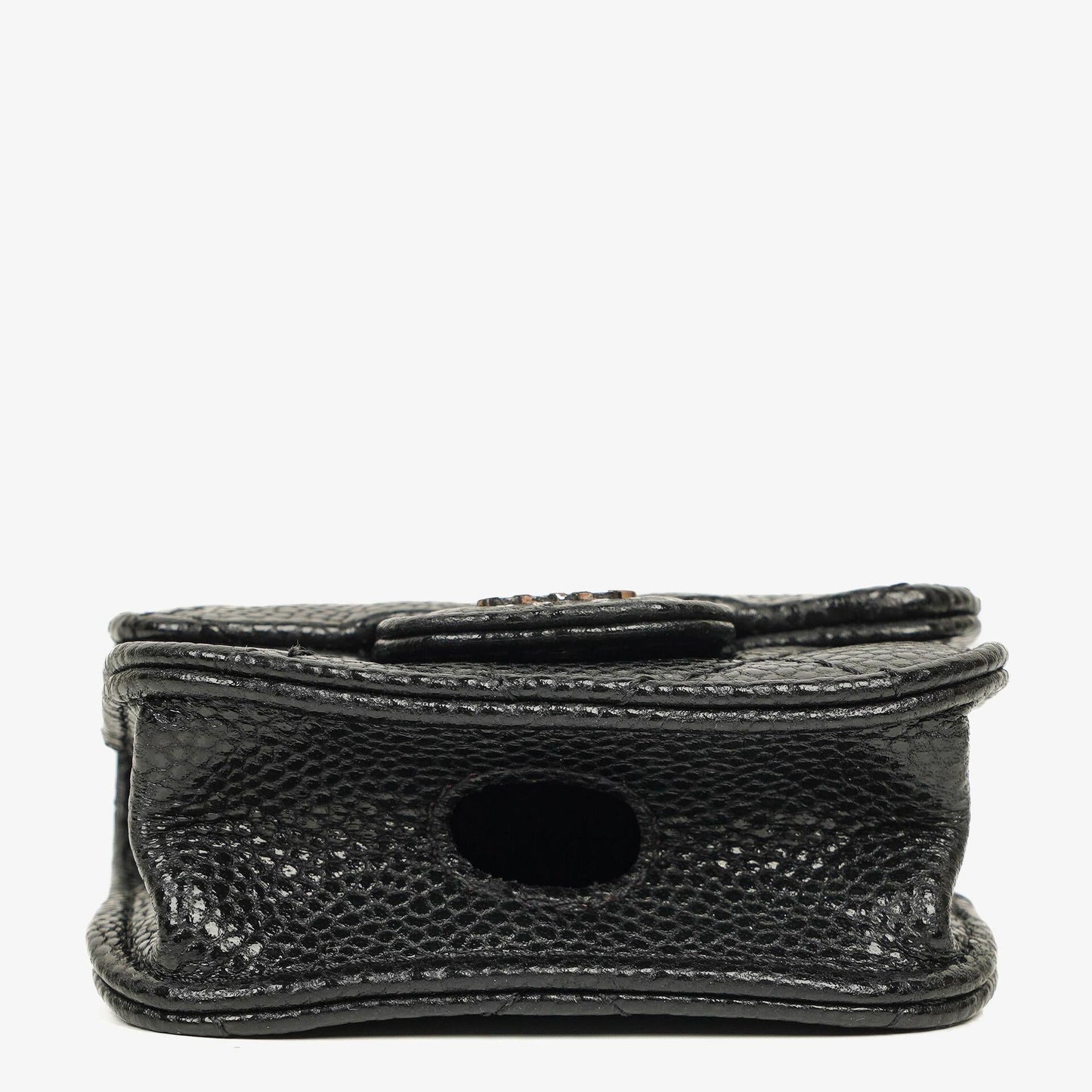 Chanel AirPods Pro Hülle aus schwarzem gestepptem Caviar-Leder mit silberfarbener Hardware