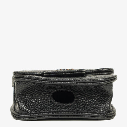 Chanel AirPods Pro Hülle aus schwarzem gestepptem Caviar-Leder mit silberfarbener Hardware