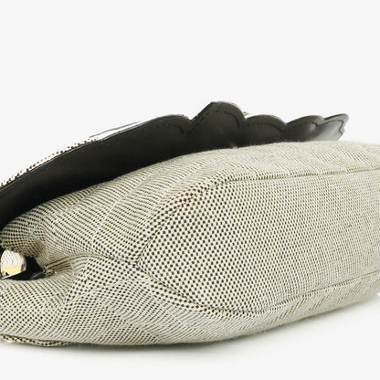 Chanel Camellia N°5 Tasche aus beigem und schwarzem Canvas