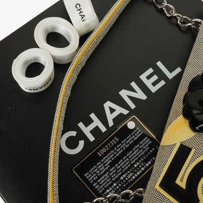 Chanel Camellia N°5 Tasche aus beigem und schwarzem Canvas