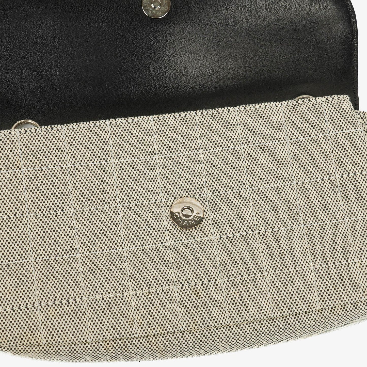 Chanel Camellia N°5 Tasche aus beigem und schwarzem Canvas
