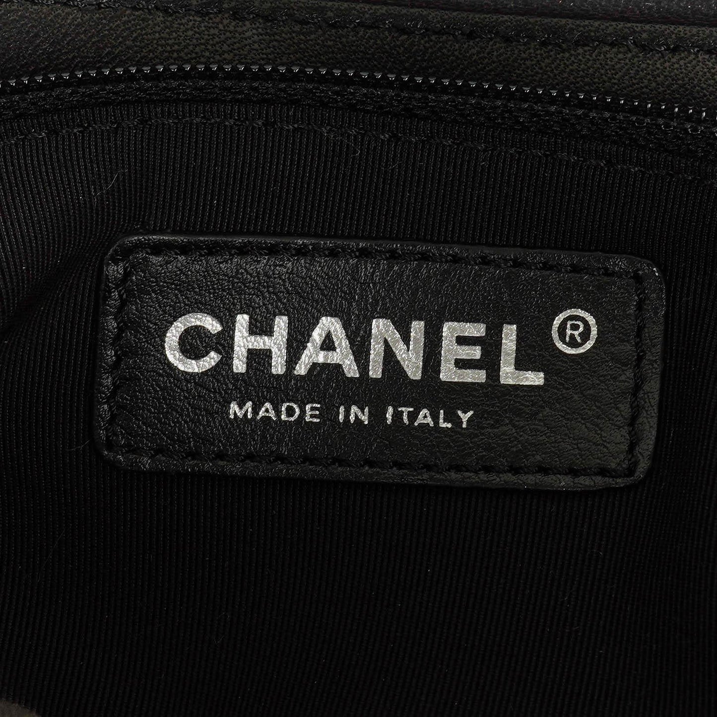 Chanel Camellia N°5 Tasche aus beigem und schwarzem Canvas