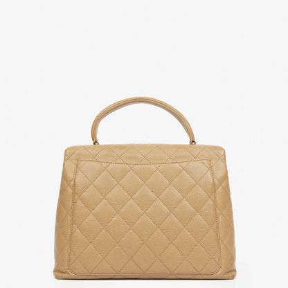 Chanel Jumbo Kelly Flap Bag aus beigem gestepptem Caviar-Leder