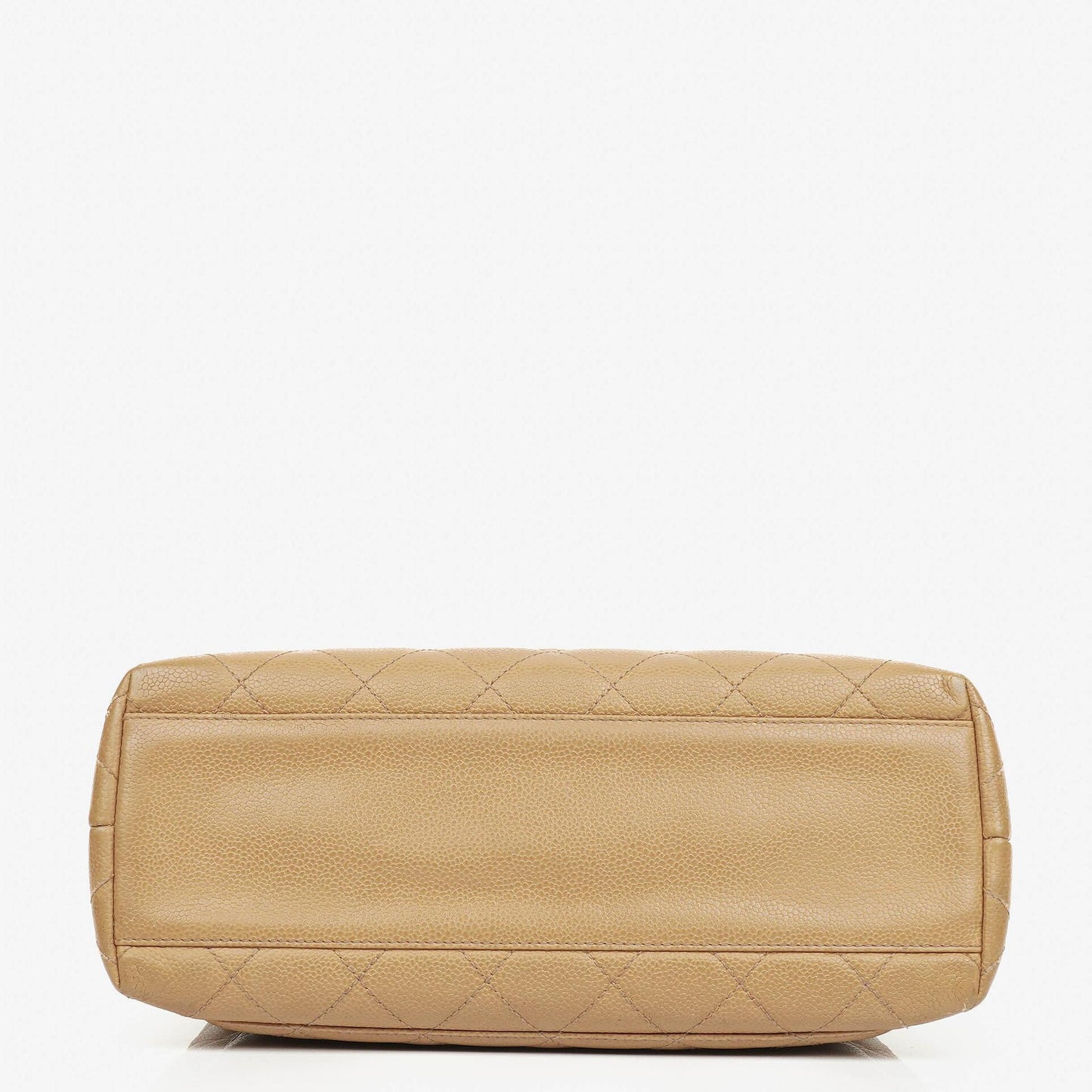 Chanel Jumbo Kelly Flap Bag aus beigem gestepptem Caviar-Leder