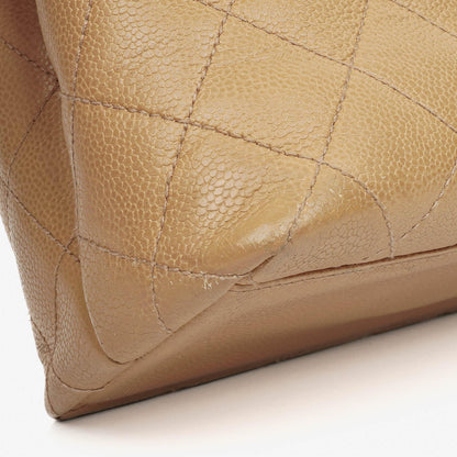 Chanel Jumbo Kelly Flap Bag aus beigem gestepptem Caviar-Leder