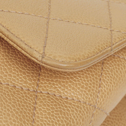 Chanel Jumbo Kelly Flap Bag aus beigem gestepptem Caviar-Leder