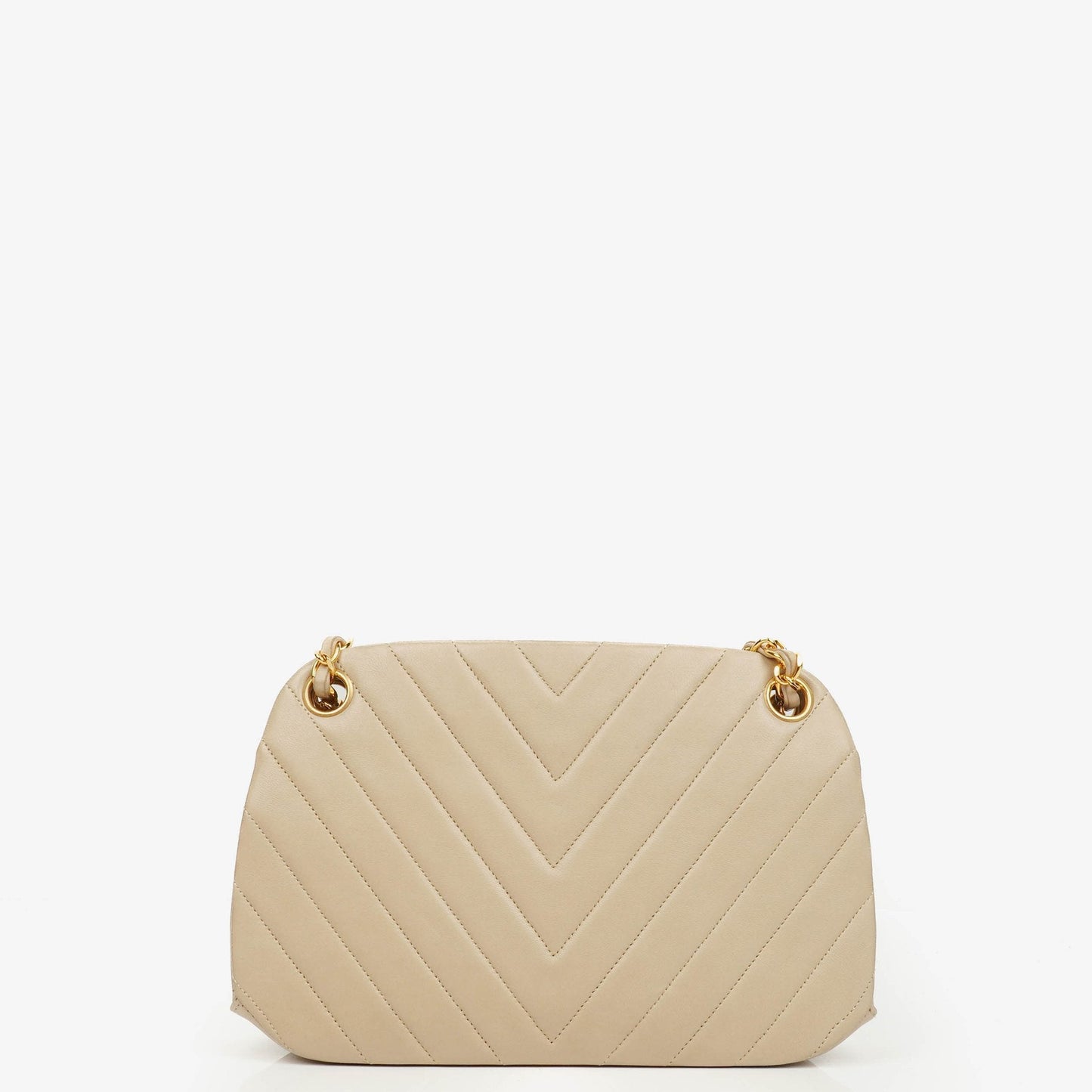 Chanel Kiss Lock Tasche aus beigem Chevron-Lammleder