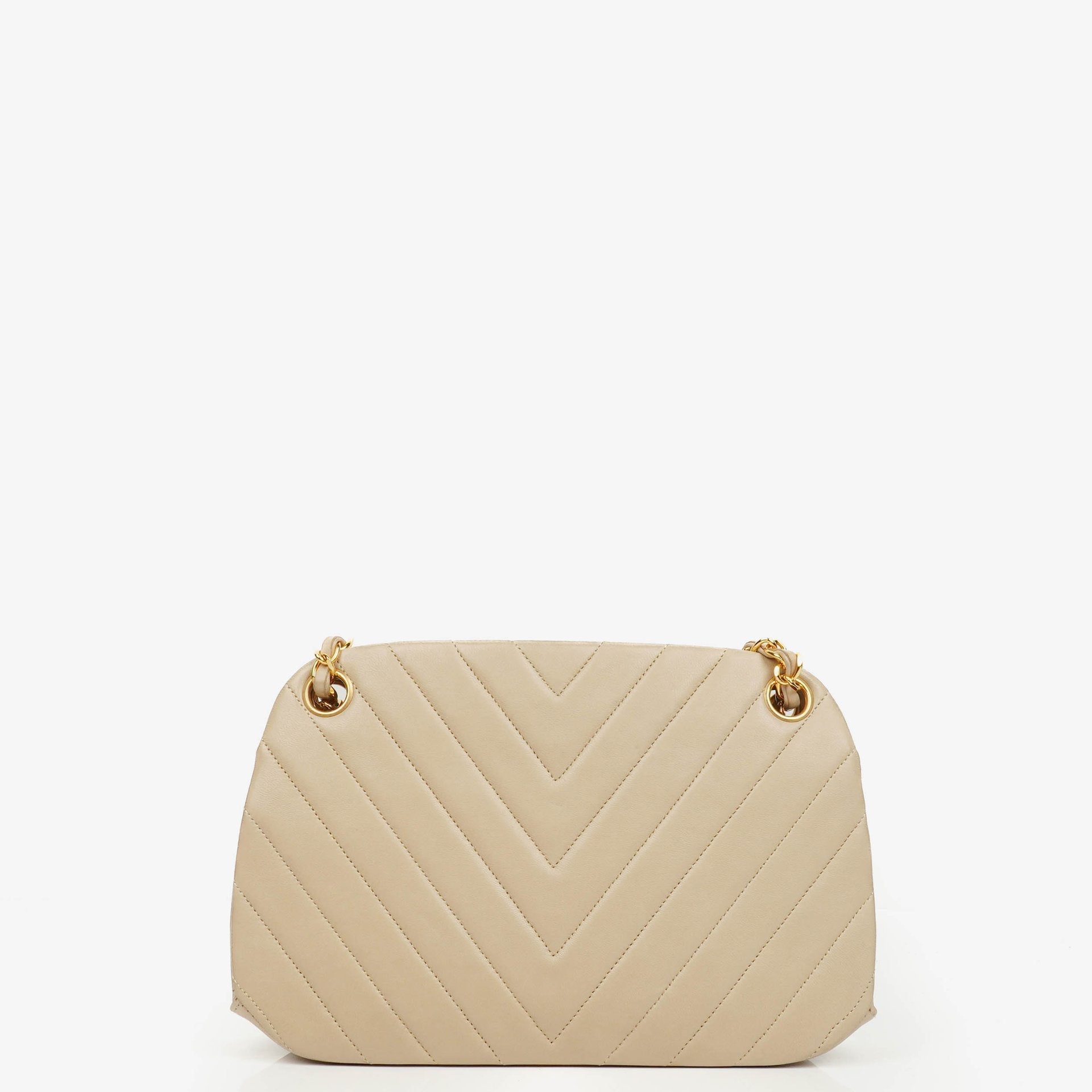 Chanel Kiss Lock Tasche aus beigem Chevron-Lammleder