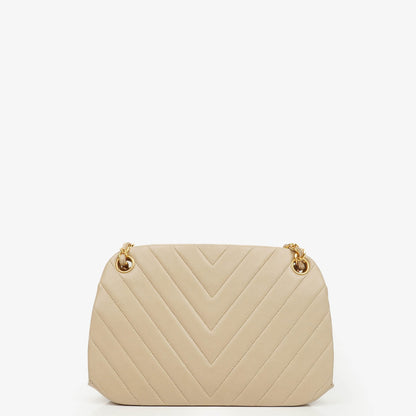 Chanel Kiss Lock Tasche aus beigem Chevron-Lammleder
