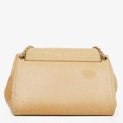 Chanel Mademoiselle Flap Accordion aus beigem Chocolate-Bar-Lammleder
