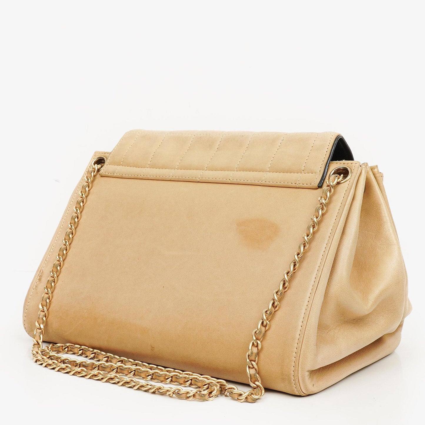 Chanel Mademoiselle Flap Accordion aus beigem Chocolate-Bar-Lammleder