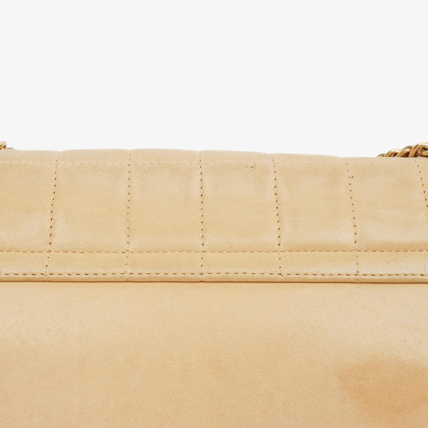 Chanel Mademoiselle Flap Accordion aus beigem Chocolate-Bar-Lammleder