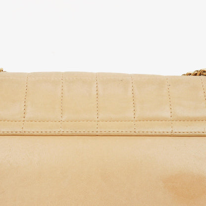 Chanel Mademoiselle Flap Accordion aus beigem Chocolate-Bar-Lammleder