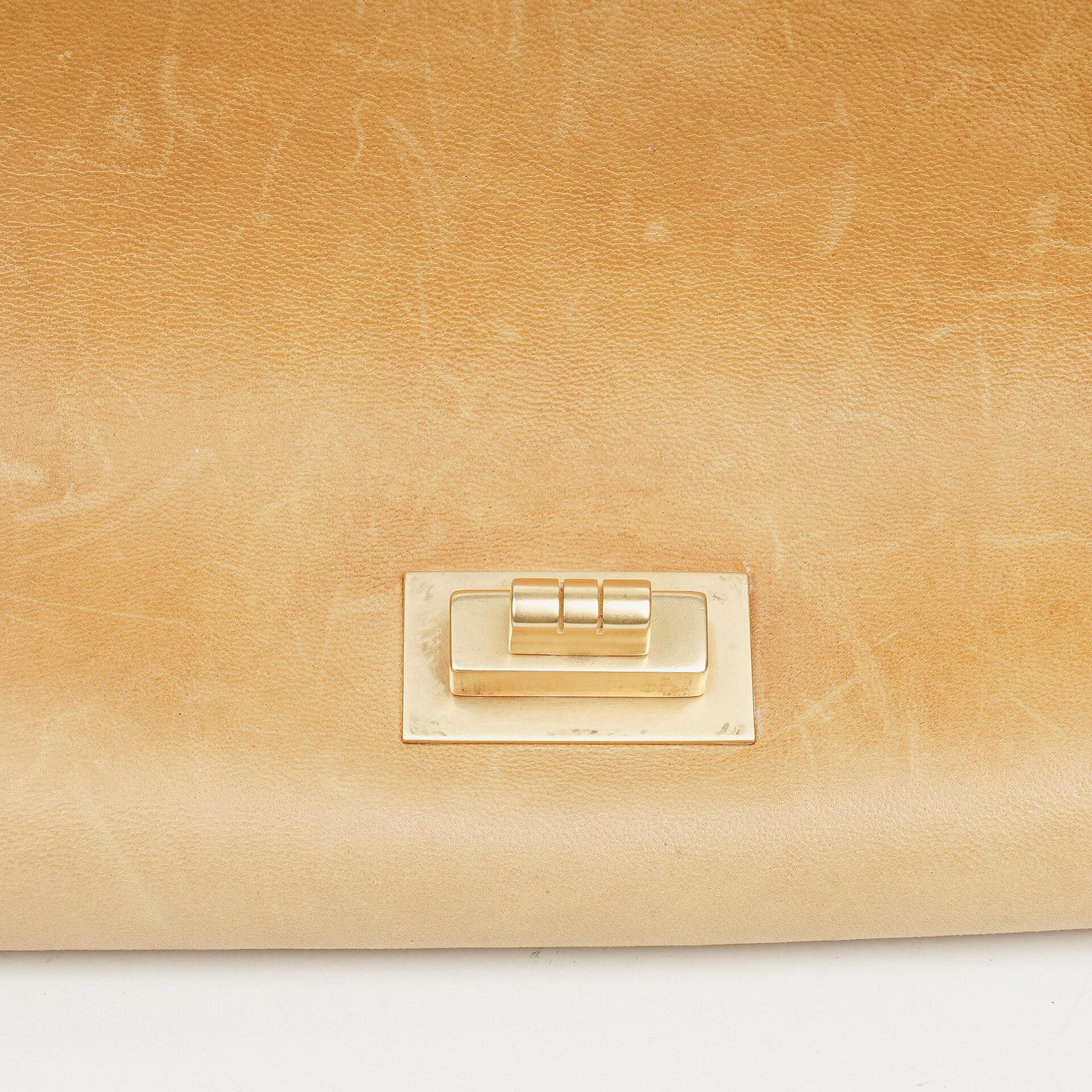 Chanel Mademoiselle Flap Accordion aus beigem Chocolate-Bar-Lammleder