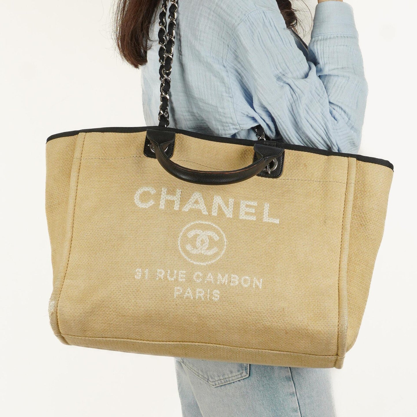 Chanel Deauville Medium Tote Bag in Beige