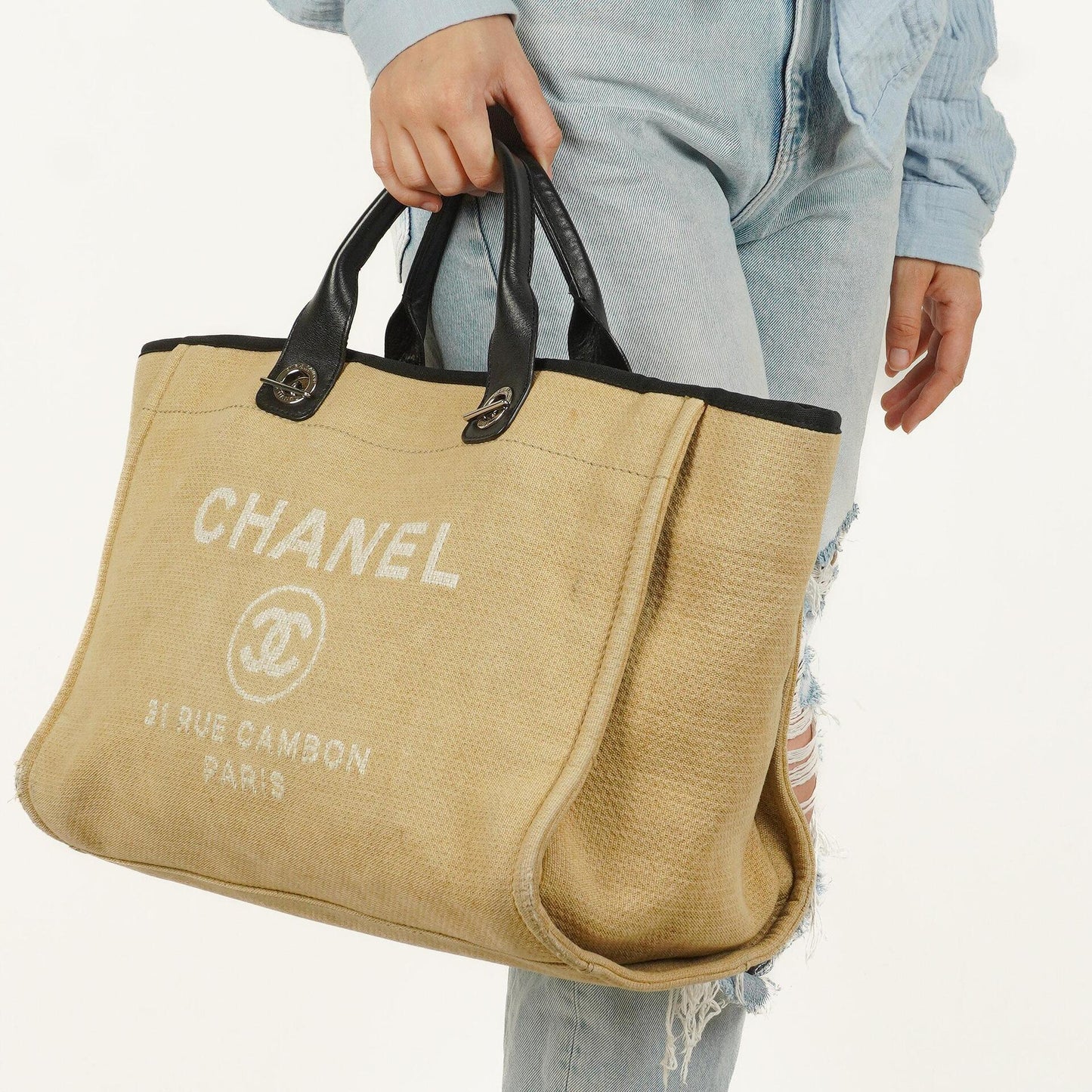 Chanel Deauville Medium Tote Bag in Beige