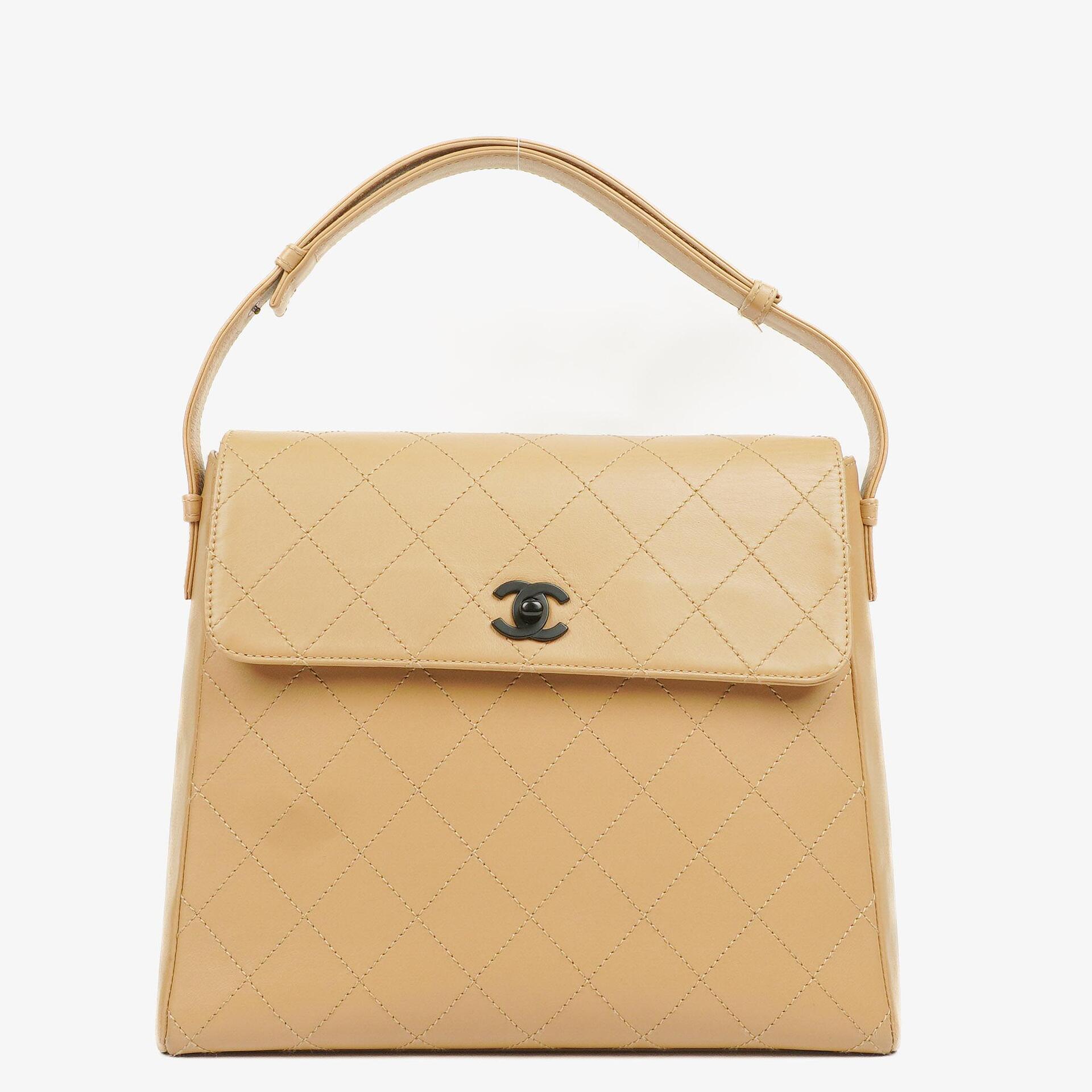 Chanel Straight Flap Tasche aus beigem Lammleder, 1997-1999