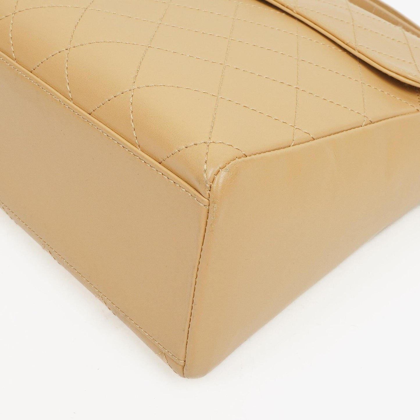 Chanel Straight Flap Tasche aus beigem Lammleder, 1997-1999