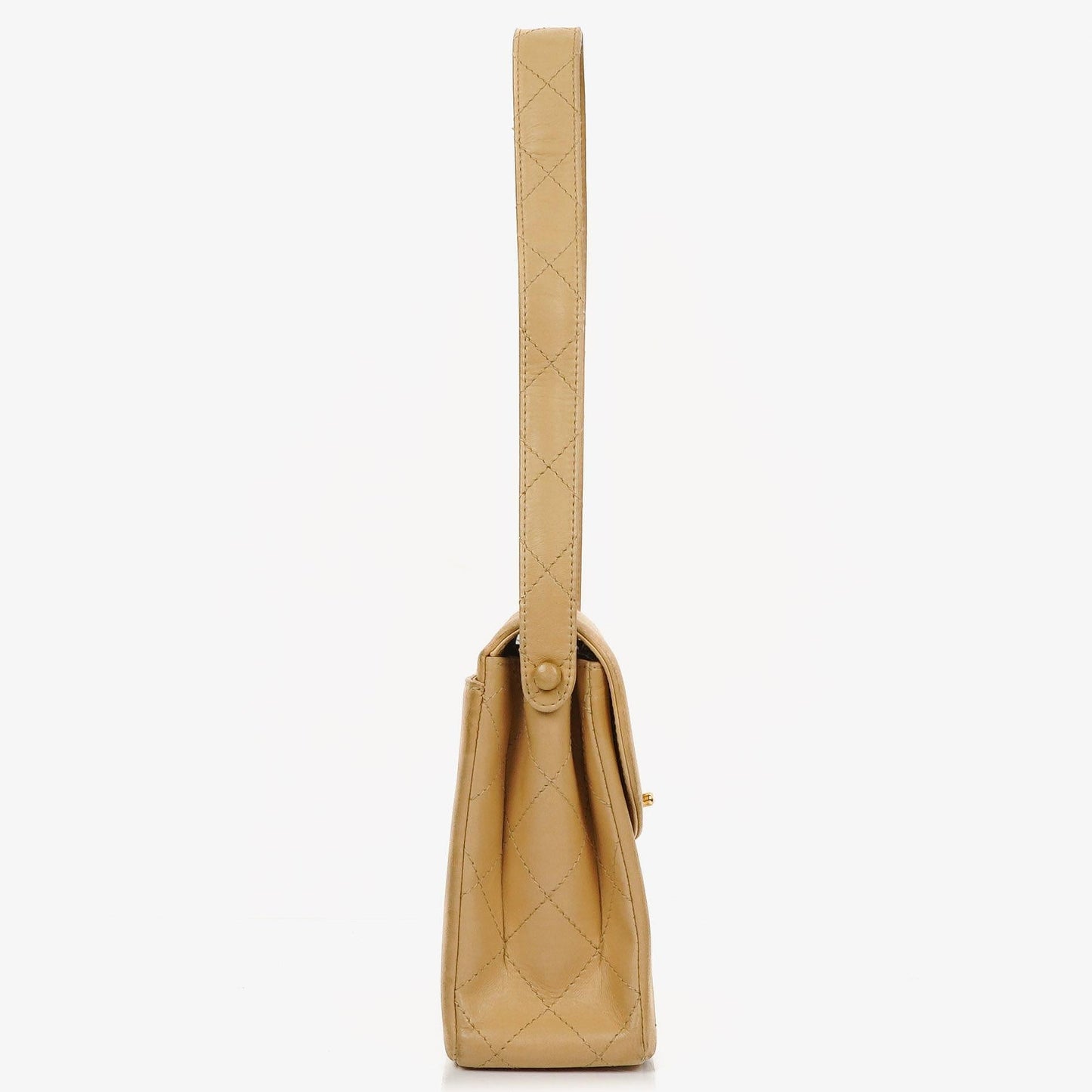 Chanel Beige Gesteppt Lammleder Diana Schultertasche mit 24K Vergoldeter Hardware