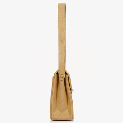 Chanel Beige Gesteppt Lammleder Diana Schultertasche mit 24K Vergoldeter Hardware