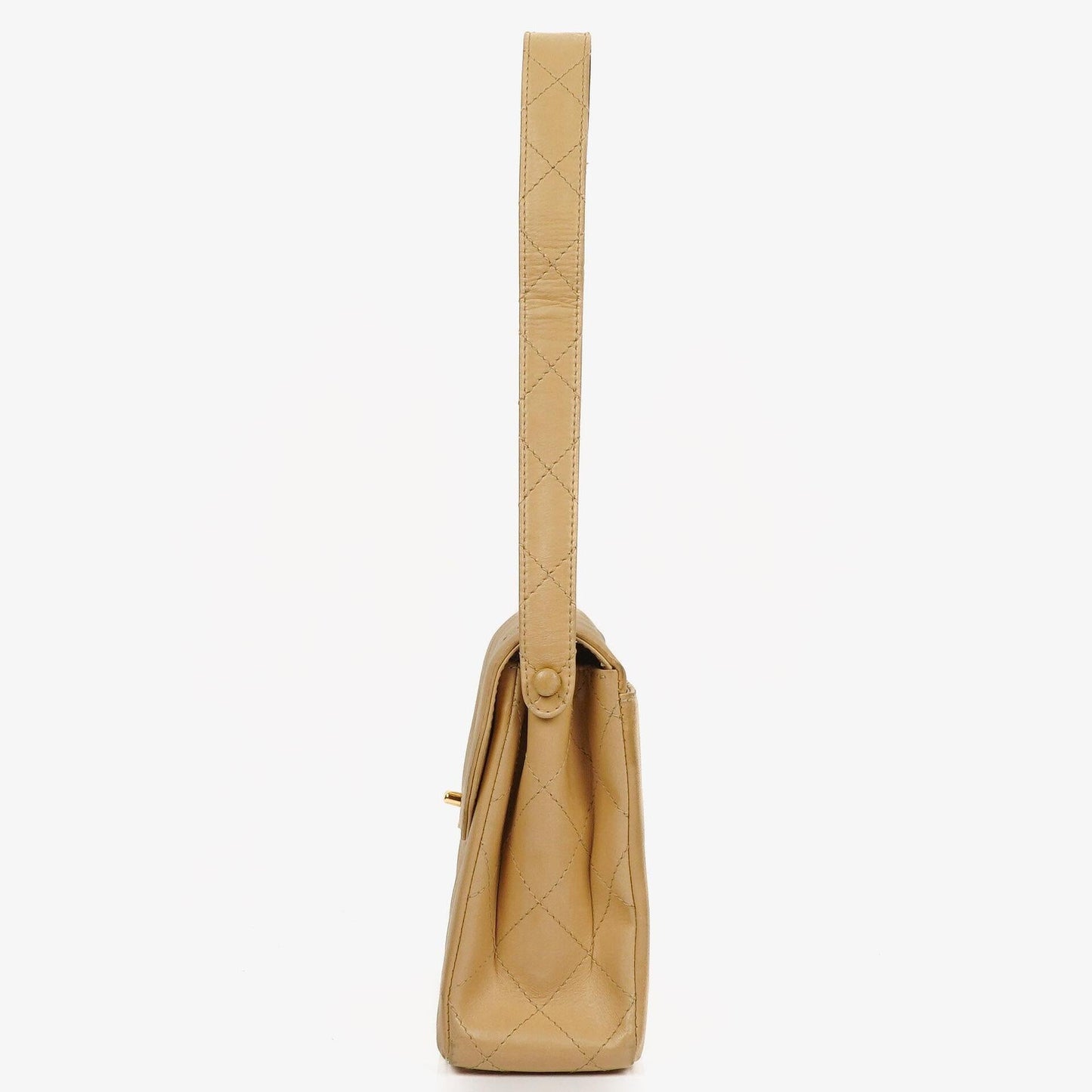 Chanel Beige Gesteppt Lammleder Diana Schultertasche mit 24K Vergoldeter Hardware