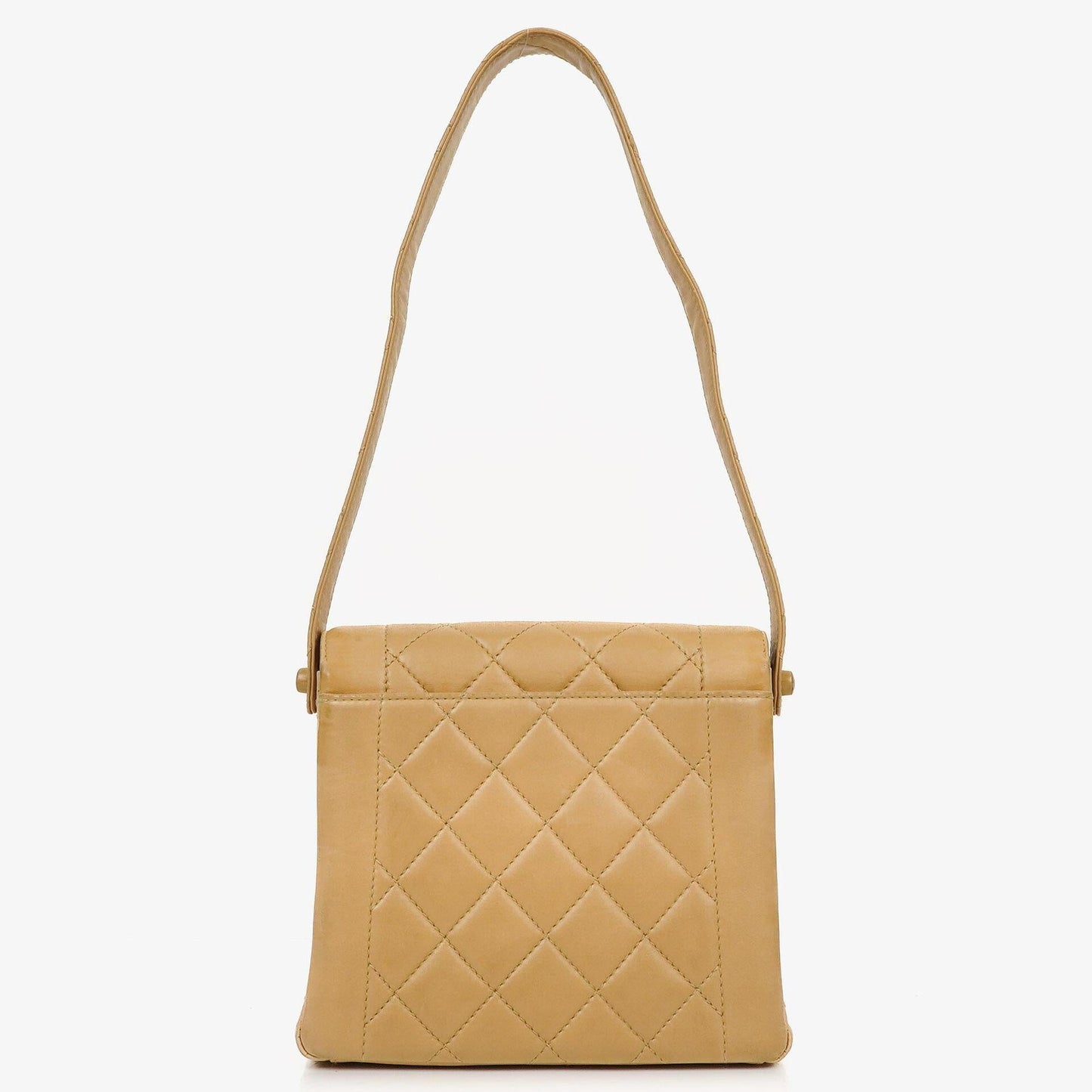 Chanel Beige Gesteppt Lammleder Diana Schultertasche mit 24K Vergoldeter Hardware
