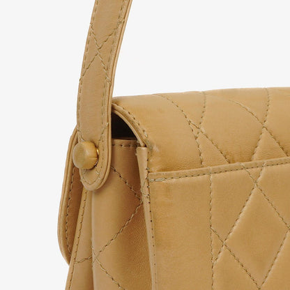 Chanel Beige Gesteppt Lammleder Diana Schultertasche mit 24K Vergoldeter Hardware