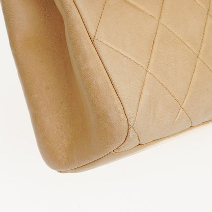 Chanel Kleine Single Flap Tasche aus beigem gestepptem Lammleder mit 24K vergoldeten Beschlägen