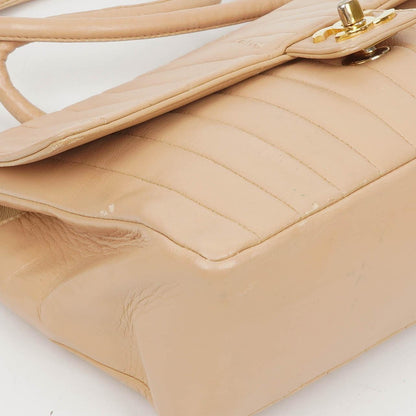 Chanel Beigefarbene vertikal gesteppt Single Flap Tasche mit 24K vergoldeten Beschlägen