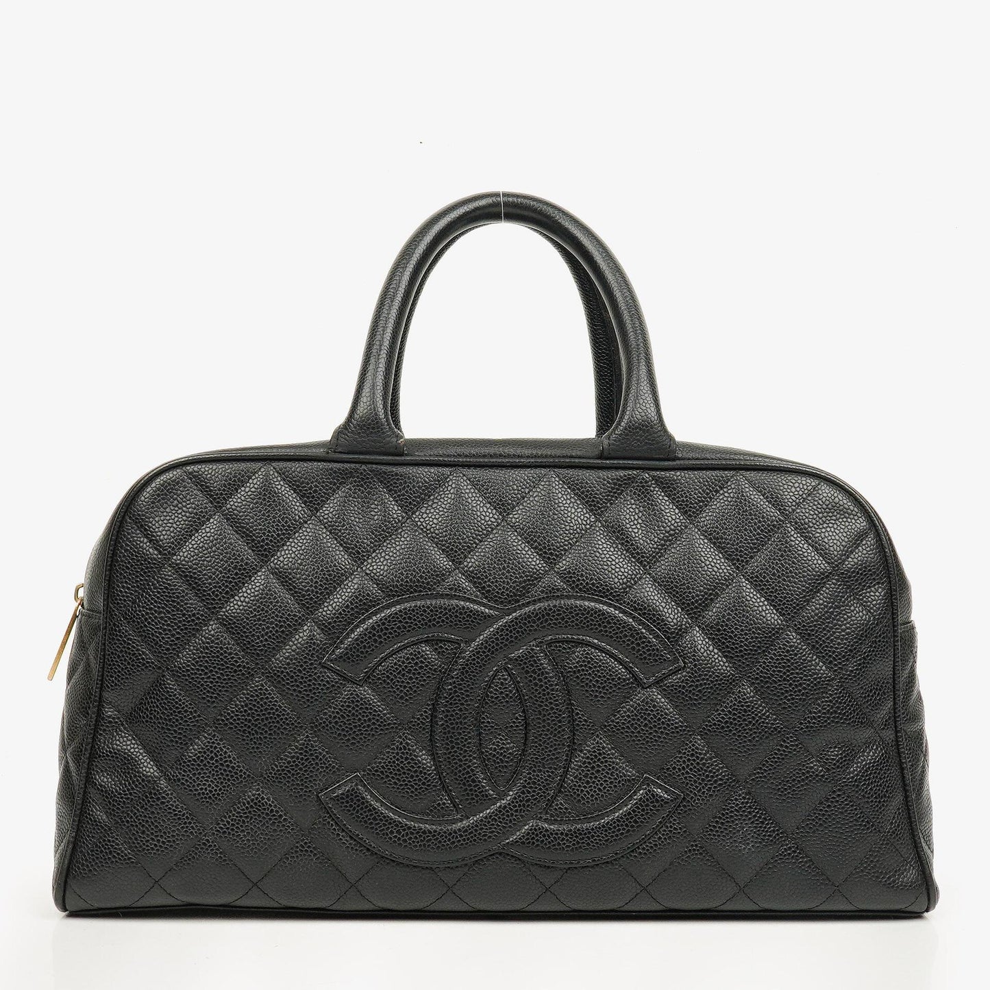 Chanel Boston Tasche aus schwarzem Caviar-Leder