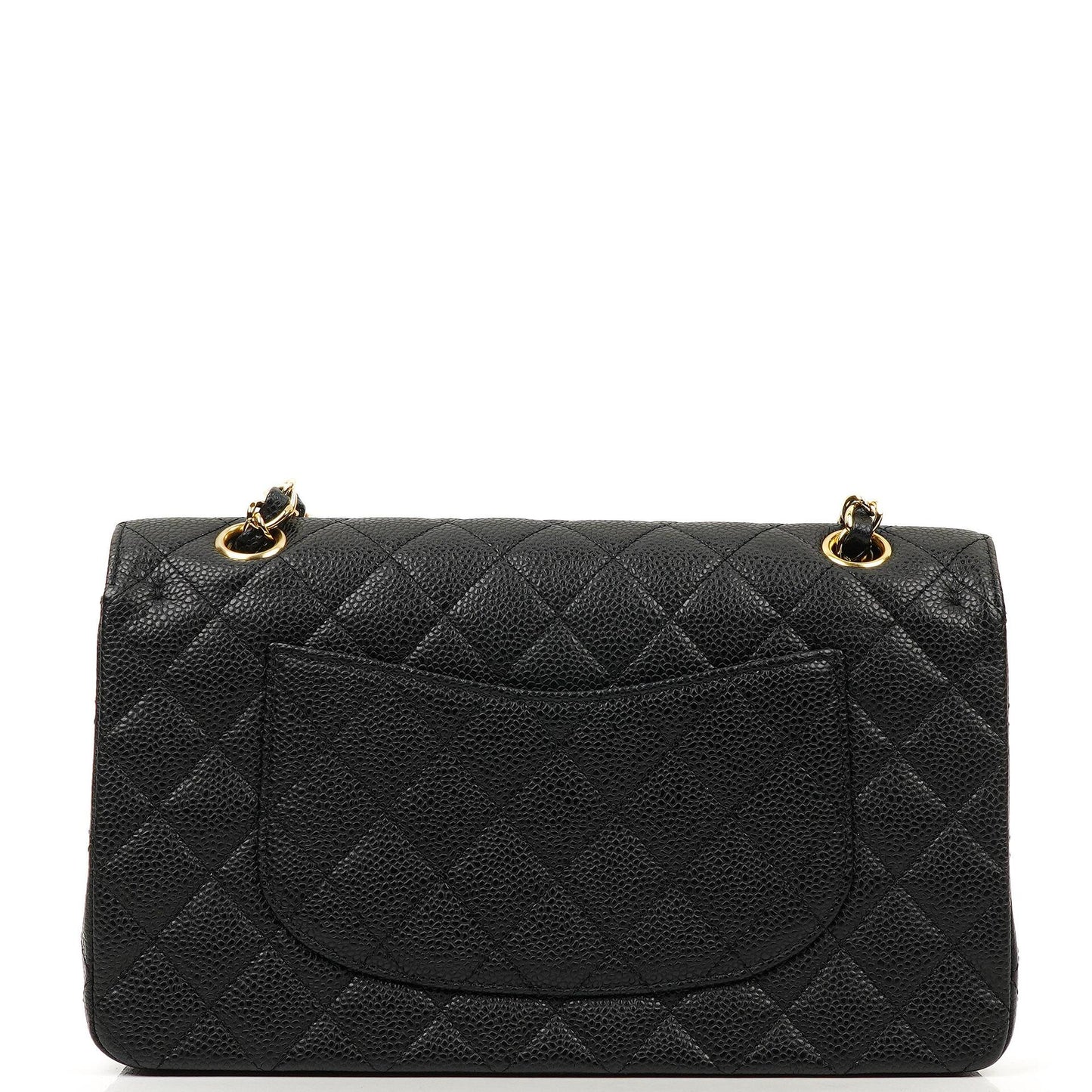 Chanel Mittelgroße Classic Double Flap Tasche Schwarz Gestepptes Kaviarleder Mit Goldfarbener Hardware, 2009-2010