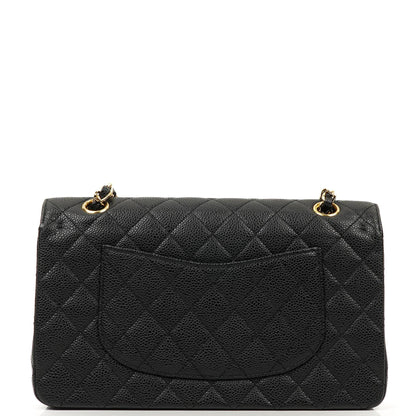 Chanel Mittelgroße Classic Double Flap Tasche Schwarz Gestepptes Kaviarleder Mit Goldfarbener Hardware, 2009-2010