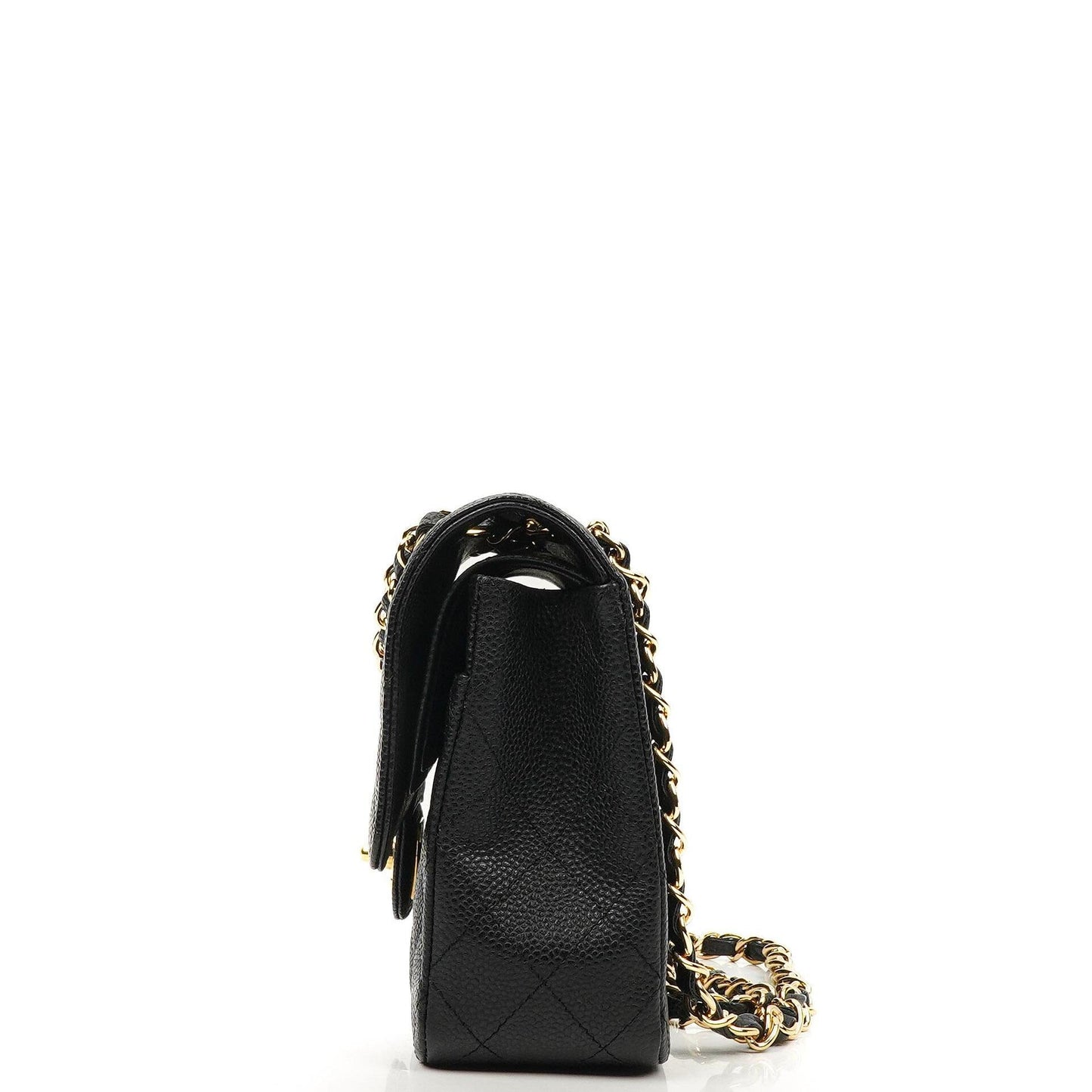 Chanel Mittelgroße Classic Double Flap Tasche Schwarz Gestepptes Kaviarleder Mit Goldfarbener Hardware, 2009-2010