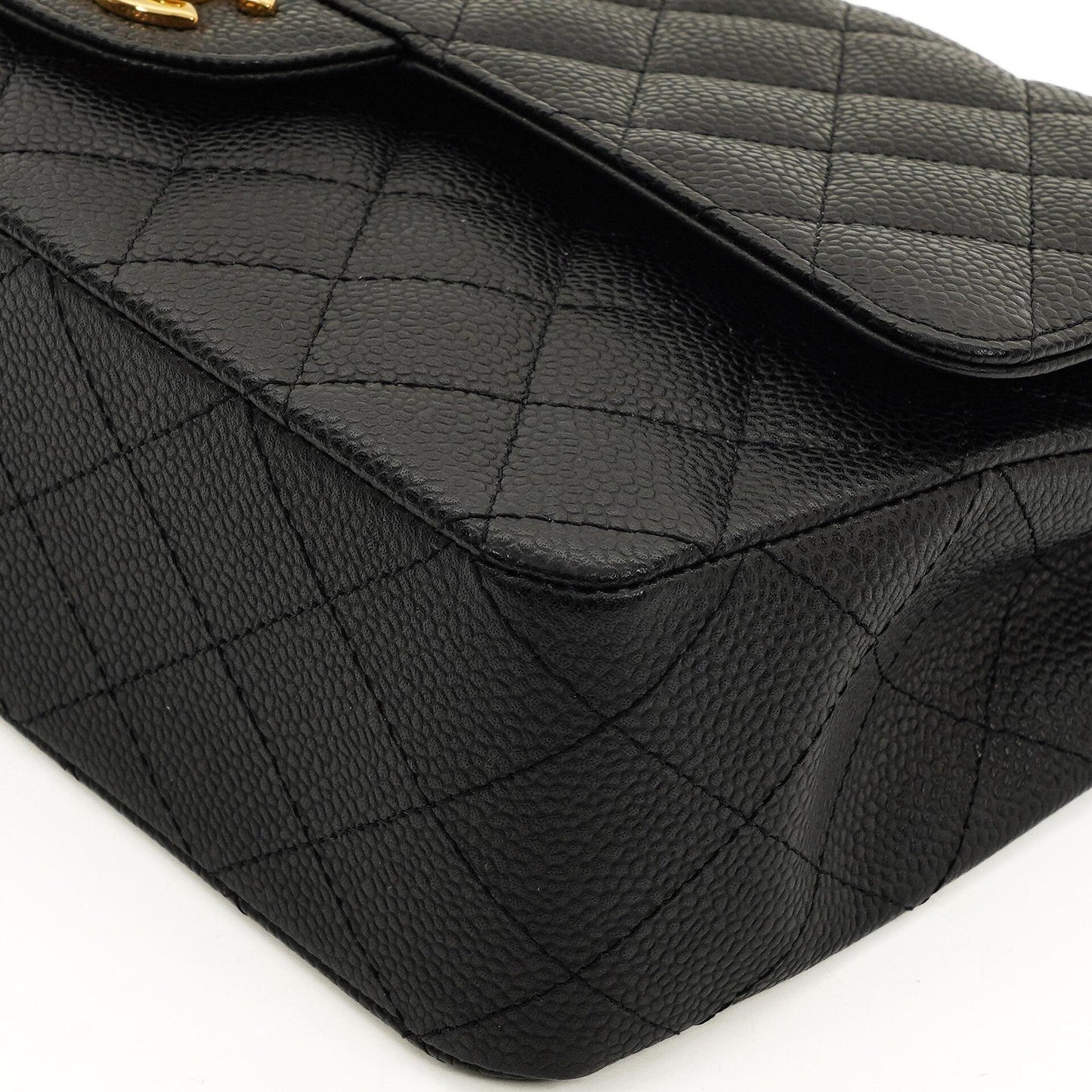 Chanel Mittelgroße Classic Double Flap Tasche Schwarz Gestepptes Kaviarleder Mit Goldfarbener Hardware, 2009-2010